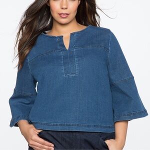 Eloquii Denim Bell Sleeve Blouse